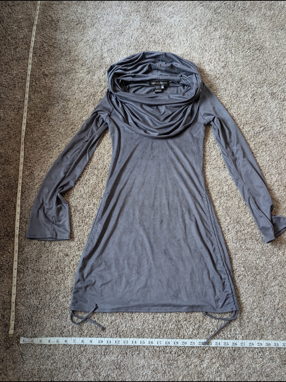 Gray Women's Long-Sleeve Cowl Neck Dress
